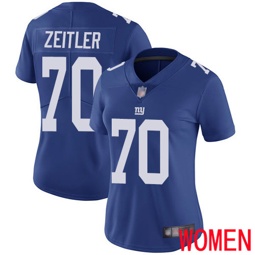 Women New York Giants #70 Kevin Zeitler Royal Blue Team Color Vapor Untouchable Limited Player Football NFL Jersey->women nfl jersey->Women Jersey
